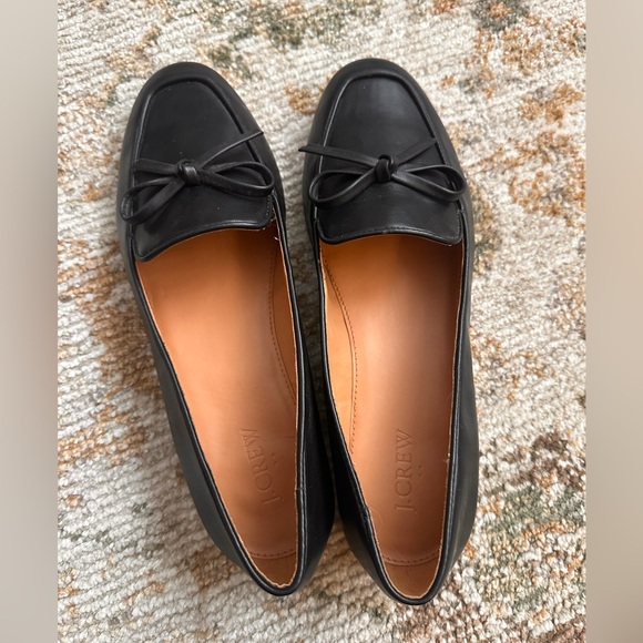 J. Crew Black Leather Flats with Bows - Picture 2 of 13